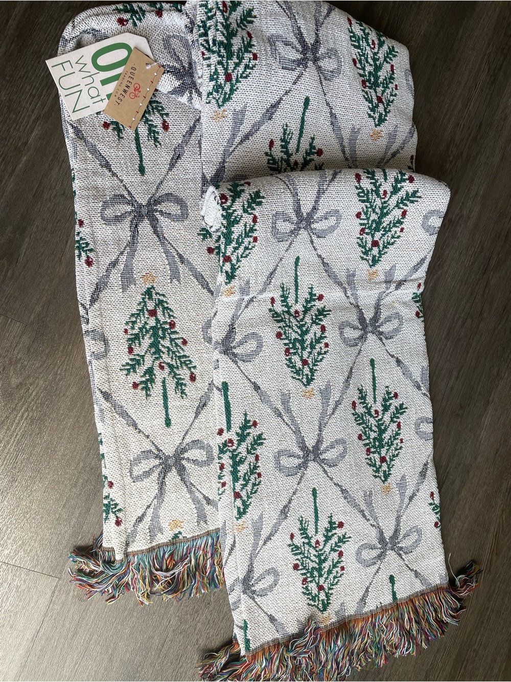 Reversible Jacquard Throw Holiday Blanket 50x70 Christmas Tree With Fringe NEW